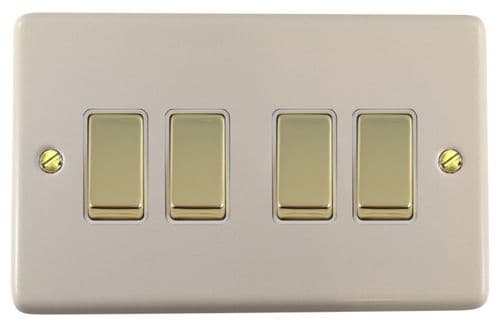 G&H CW204-PB Standard Plate Matt White 4 Gang 1 or 2 Way Rocker Light Switch