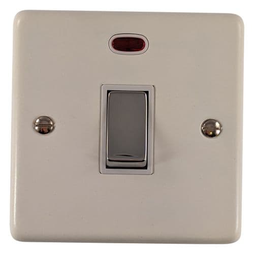 G&H CW226-PC Standard Plate Matt White 1 Gang 20 Amp Double Pole Switch & Neon