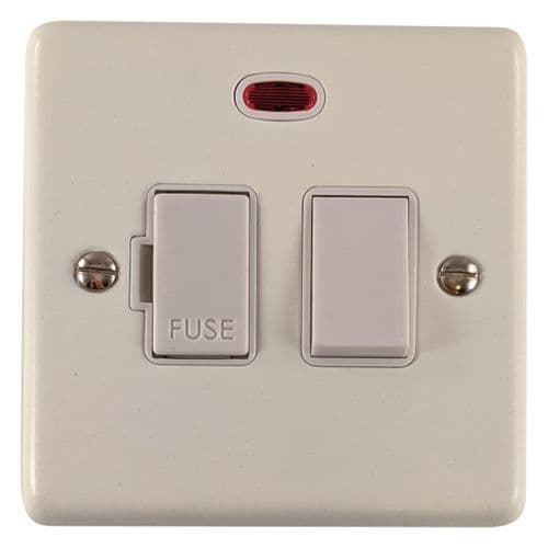 G&H CW27W Standard Plate Matt White 1 Gang Fused Spur 13A Switched & Neon