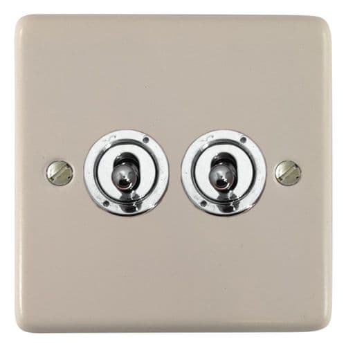 G&H CW382-PC Standard Plate Matt White 2 Gang 1 or 2 Way Toggle Light Switch