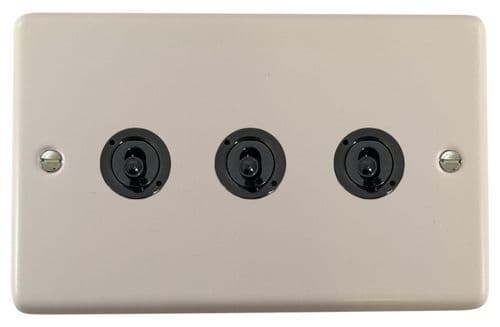 G&H CW383-FBK Standard Plate Matt White 3 Gang 1 or 2 Way Toggle Light Switch