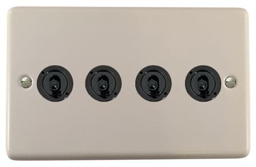 G&H CW384-FBK Standard Plate Matt White 4 Gang 1 or 2 Way Toggle Light Switch