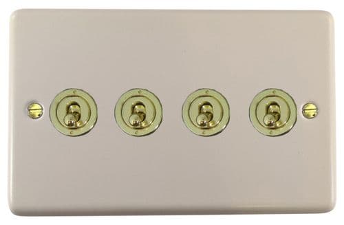 G&H CW384-PB Standard Plate Matt White 4 Gang 1 or 2 Way Toggle Light Switch