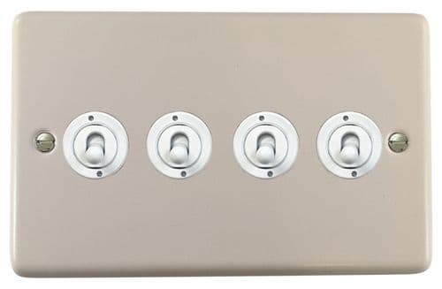 G&H CW384-W Standard Plate Matt White 4 Gang 1 or 2 Way Toggle Light Switch