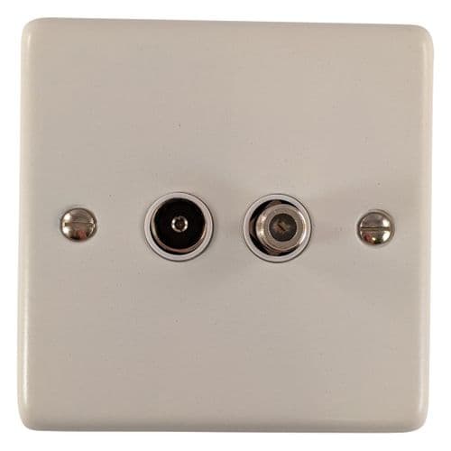 G&H CW38W Standard Plate Matt White 1 Gang TV Coax & Satellite Socket Point