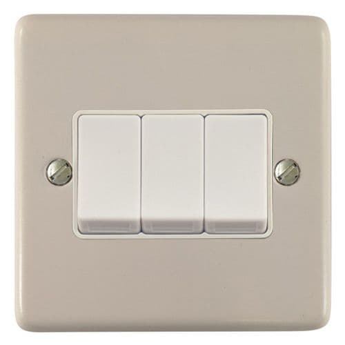 G&H CW3W Standard Plate Matt White 3 Gang 1 or 2 Way Rocker Light Switch