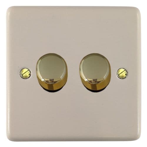 G&H CW522-PB Standard Plate Matt White 2 Gang 1 or 2 Way LED Dimmer Switch