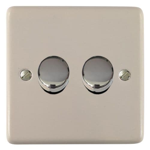 G&H CW522-PC Standard Plate Matt White 2 Gang 1 or 2 Way LED Dimmer Switch