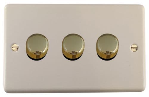 G&H CW523-PB Standard Plate Matt White 3 Gang 1 or 2 Way LED Dimmer Switch