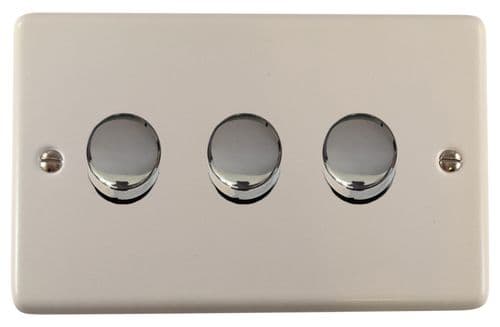 G&H CW523-PC Standard Plate Matt White 3 Gang 1 or 2 Way LED Dimmer Switch