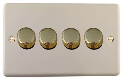 G&H CW524-PB Standard Plate Matt White 4 Gang 1 or 2 Way LED Dimmer Switch