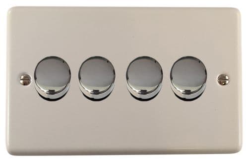 G&H CW524-PC Standard Plate Matt White 4 Gang 1 or 2 Way LED Dimmer Switch