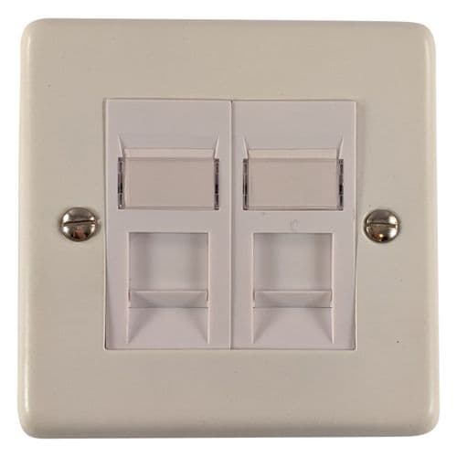 G&H CW62W Standard Plate Matt White 2 Gang RJ45 Cat5e Data Socket Point