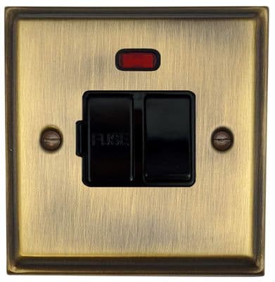 G&H DAB27B Deco Plate Antique Brass 1 Gang Fused Spur 13A Switched & Neon