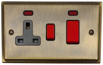 G&H DAB29B Deco Plate Antique Brass 45 Amp DP Cooker Switch & 13A Switched Socket