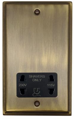 G&H DAB30B Deco Plate Antique Brass Dual Voltage Shaver Socket 115-230V