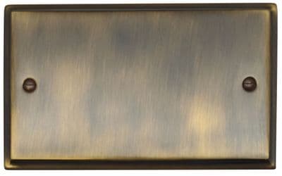G&H DAB32 Deco Plate Antique Brass 2 Gang Double Blank Plate