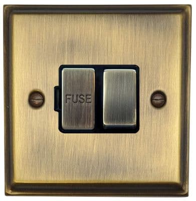 G&H DAB357 Deco Plate Antique Brass 1 Gang Fused Spur 13A Switched