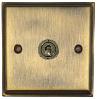 G&H DAB381-AB Deco Plate Antique Brass 1 Gang 1 or 2 Way Toggle Light Switch