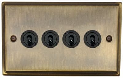 G&H DAB384-FBK Deco Plate Antique Brass 4 Gang 2 Way Toggle Light Switch