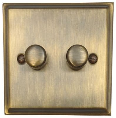 G&H DAB522 Deco Plate Antique Brass 2 Gang 1 or 2 Way LED Dimmer Switch