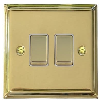 G&H DB202 Deco Plate Polished Brass 2 Gang 1 or 2 Way Rocker Light Switch