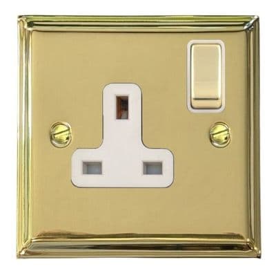 G&H DB209 Deco Plate Polished Brass 1 Gang Single 13A Switched Plug Socket