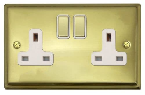 G&H DB210 Deco Plate Polished Brass 2 Gang Double 13A Switched Plug Socket