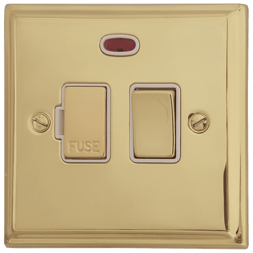 G&H DB227 Deco Plate Polished Brass 1 Gang Fused Spur 13A Switched & Neon