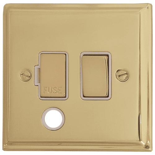 G&H DB256 Deco Plate Polished Brass 1 Gang Fused Spur 13A Switched & Flex Outlet