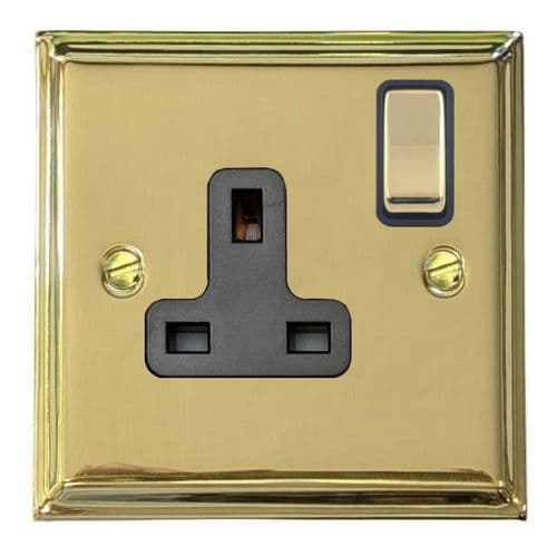 G&H DB309 Deco Plate Polished Brass 1 Gang Single 13A Switched Plug Socket