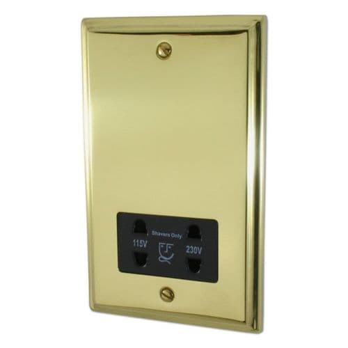 G&H DB30B Deco Plate Polished Brass Dual Voltage Shaver Socket 115-230V