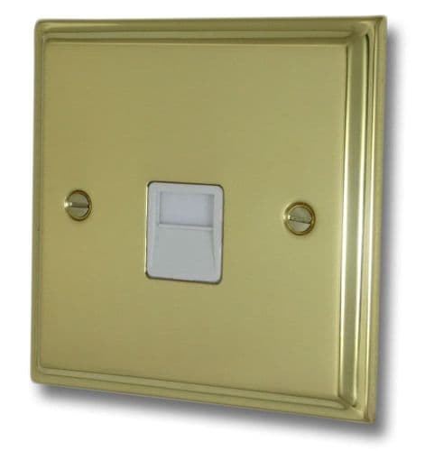 G&H DB34W Deco Plate Polished Brass 1 Gang Slave BT Telephone Socket