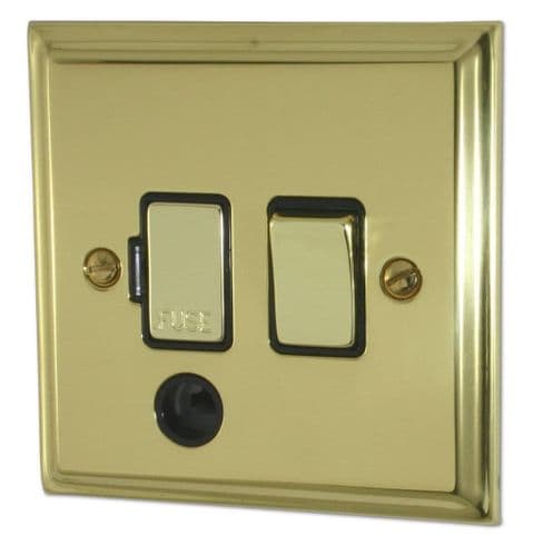 G&H DB356 Deco Plate Polished Brass 1 Gang Fused Spur 13A Switched & Flex Outlet