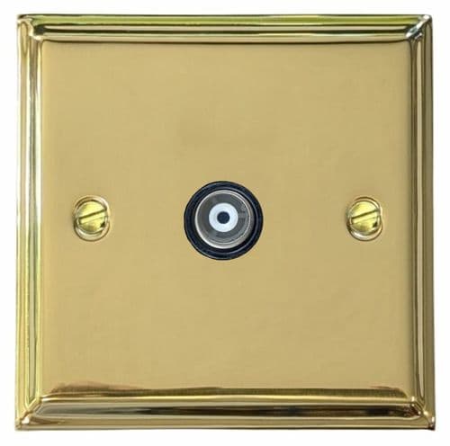G&H DB35B Deco Plate Polished Brass 1 Gang TV Coax Socket Point