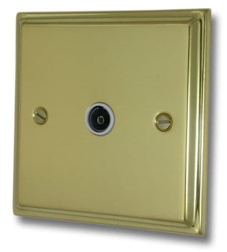 G&H DB35W Deco Plate Polished Brass 1 Gang TV Coax Socket Point
