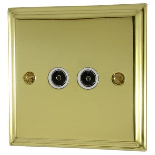 G&H DB36W Deco Plate Polished Brass 2 Gang TV Coax Socket Point