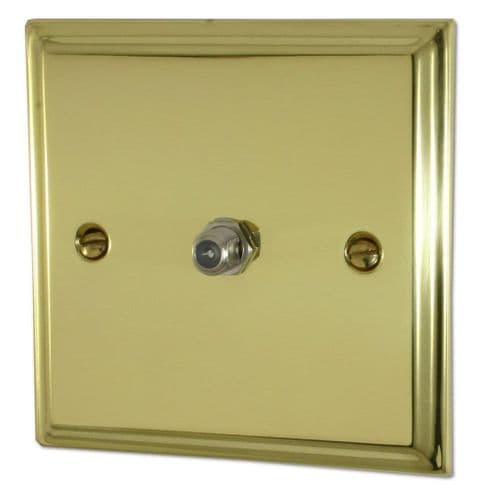 G&H DB37 Deco Plate Polished Brass 1 Gang Single Satellite Point Socket