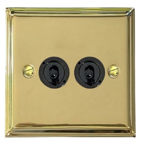 G&H DB382-FBK Deco Plate Polished Brass 2 Gang 2 Way Toggle Light Switch