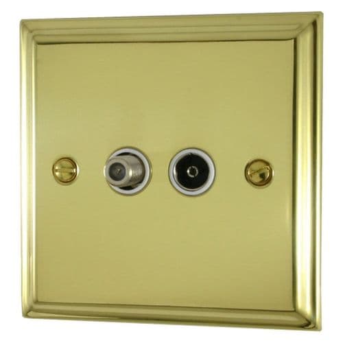G&H DB38W Deco Plate Polished Brass 1 Gang TV Coax & Satellite Socket Point