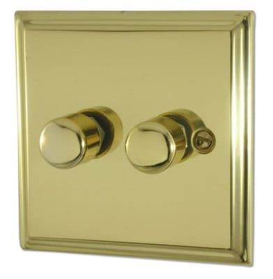 G&H DB522 Deco Plate Polished Brass 2 Gang 1 or 2 Way LED Dimmer Switch