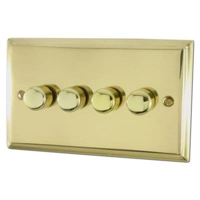G&H DB524 Deco Plate Polished Brass 4 Gang 1 or 2 Way LED Dimmer Switch