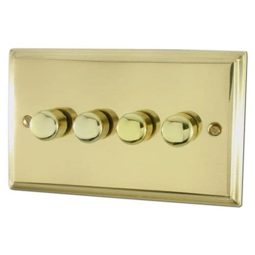 G&H DB524 Deco Plate Polished Brass 4 Gang 1 or 2 Way LED Dimmer Switch