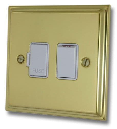 G&H DB57W Deco Plate Polished Brass 1 Gang Fused Spur 13A Switched