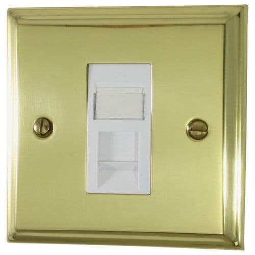 G&H DB61W Deco Plate Polished Brass 1 Gang RJ45 Cat5e Data Socket