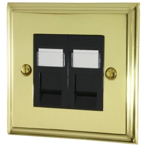 G&H DB62B Deco Plate Polished Brass 2 Gang RJ45 Cat5e Data Socket Point