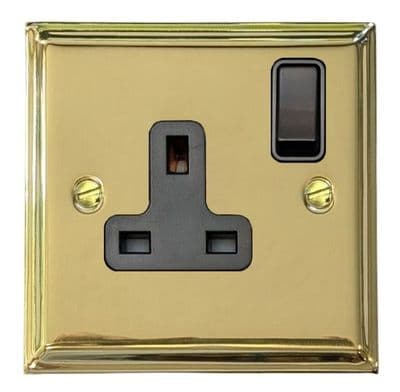 G&H DB9B Deco Plate Polished Brass 1 Gang Single 13A Switched Plug Socket