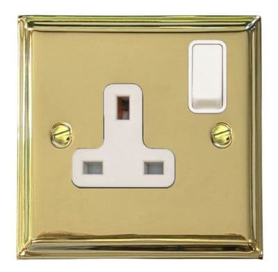 G&H DB9W Deco Plate Polished Brass 1 Gang Single 13A Switched Plug Socket