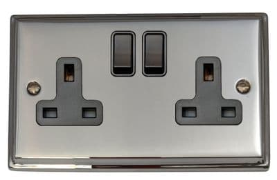 G&H DC10B Deco Plate Polished Chrome 2 Gang Double 13A Switched Plug Socket