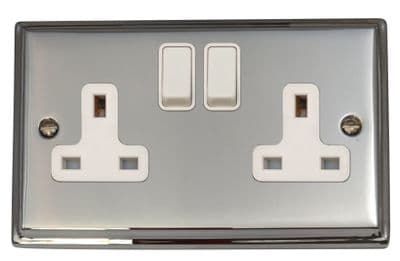 G&H DC10W Deco Plate Polished Chrome 2 Gang Double 13A Switched Plug Socket